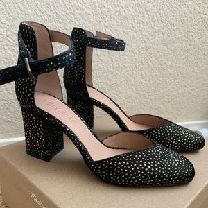 Madewell Block Heel in Metallic Dot Calf hair - 7